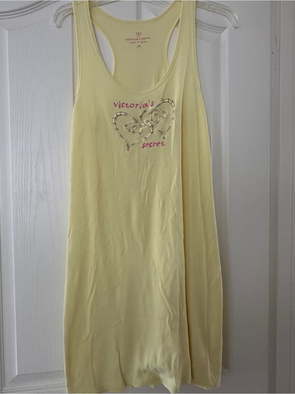 Victoria's Secret Pale Yellow Racerback Nightdress with Heart Logo